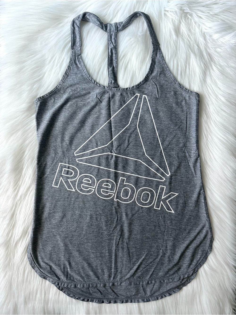 Reebok Gray Racerback Sleeveless Tank Top Workout Top Size XS
